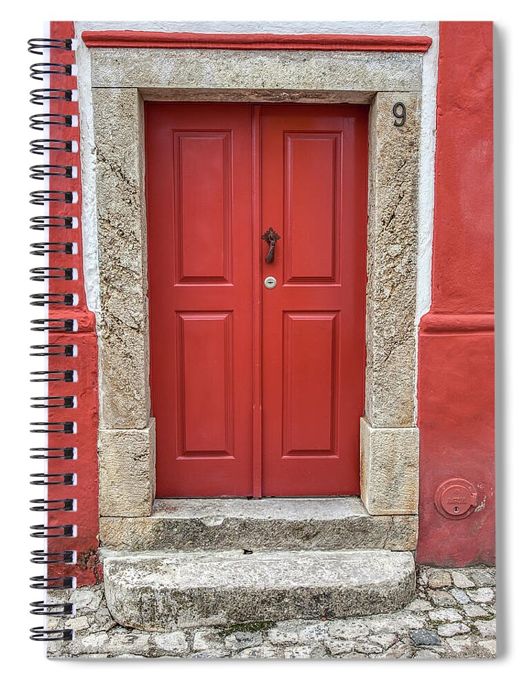 Obidos Spiral Notebook featuring the photograph Red Door Nine of Obidos by David Letts