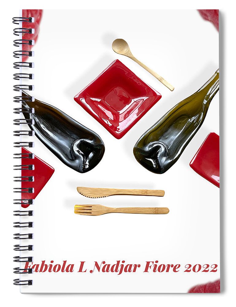 Red Spiral Notebook featuring the photograph Red Glass Dinner Ware #1 by Fabiola L Nadjar Fiore