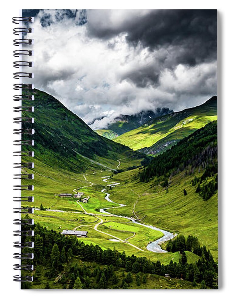 Abandoned Spiral Notebook featuring the photograph Remote Chapel In Rural Landscape At Mountain Grossvenediger In Tirol In Austria by Andreas Berthold