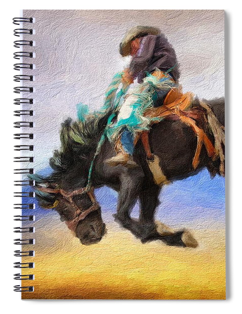 Cowboy Spiral Notebook featuring the digital art Ridem Cowboy #1 by Russ Harris