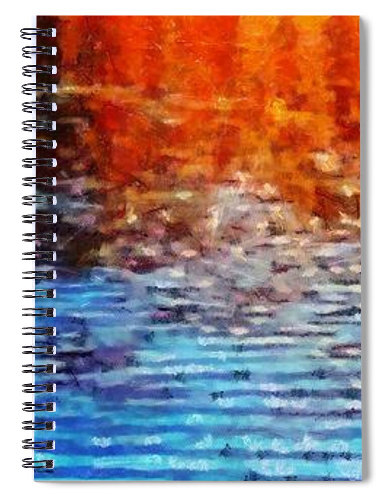 River Spiral Notebook featuring the mixed media River in Autumn by Christopher Reed