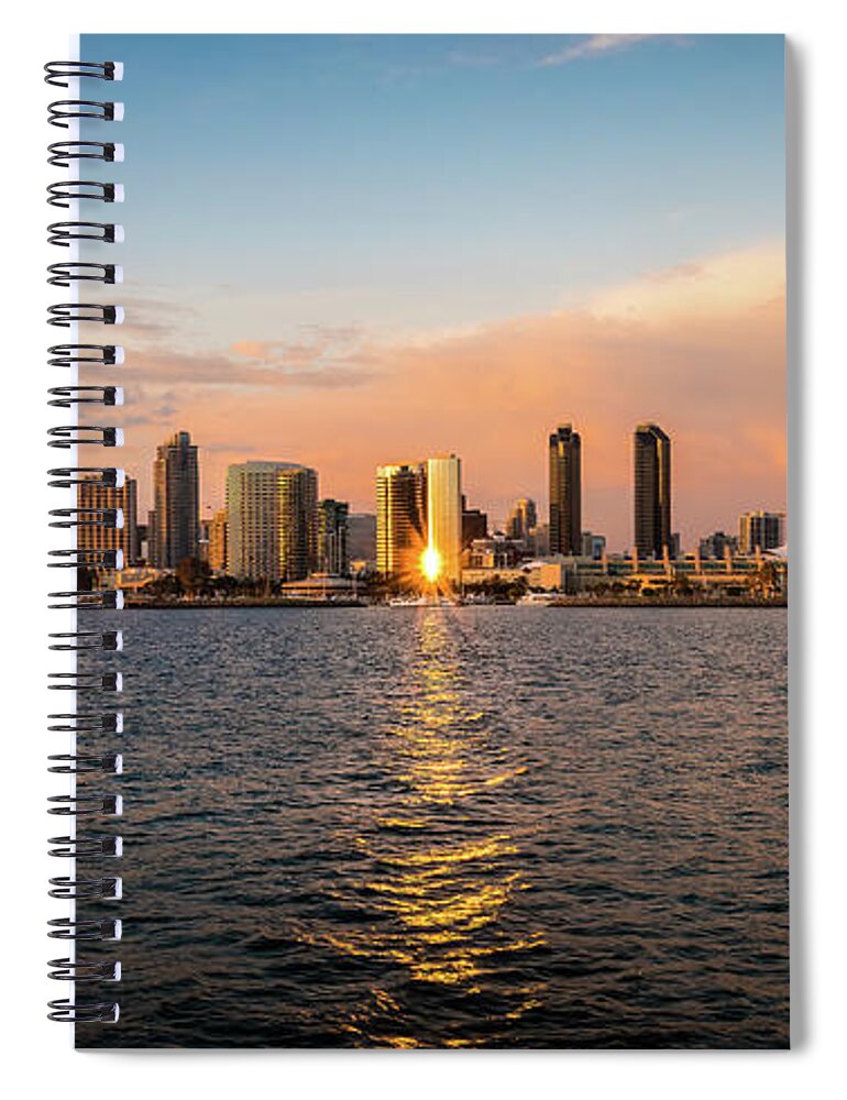 Beach Spiral Notebook featuring the photograph San Diego Skyline Reflections by David Levin