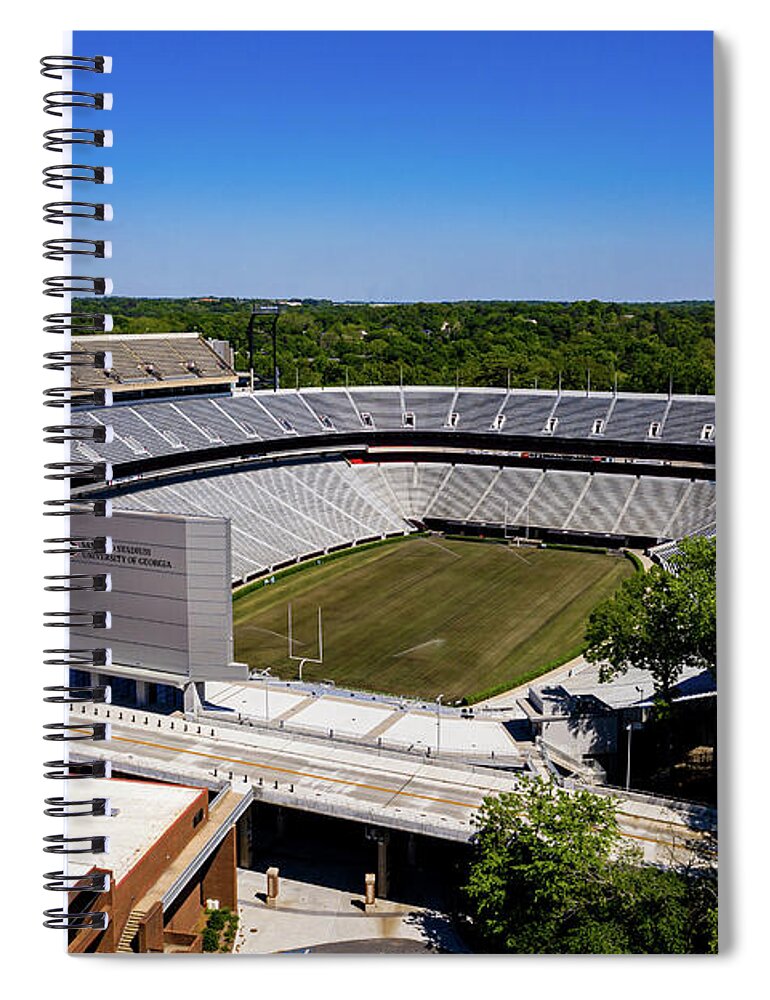 Aerial View Spiral Notebook featuring the photograph Sanford Stadium University of Georgia Aerial View - Athens GA #1 by Sanjeev Singhal