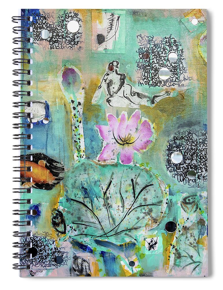 Energetic Spiral Notebook featuring the mixed media Self Reflection #2 by Kim Sowa