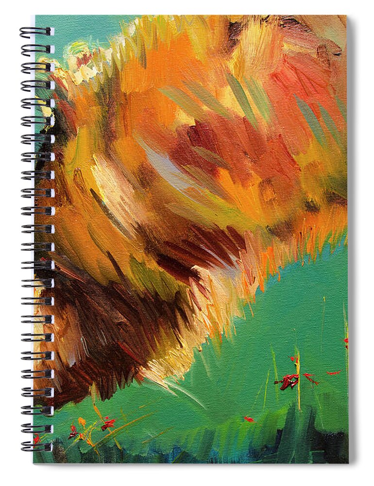 Diane Whitehead Bear Art Spiral Notebook featuring the painting Sniff Bear #2 by Diane Whitehead