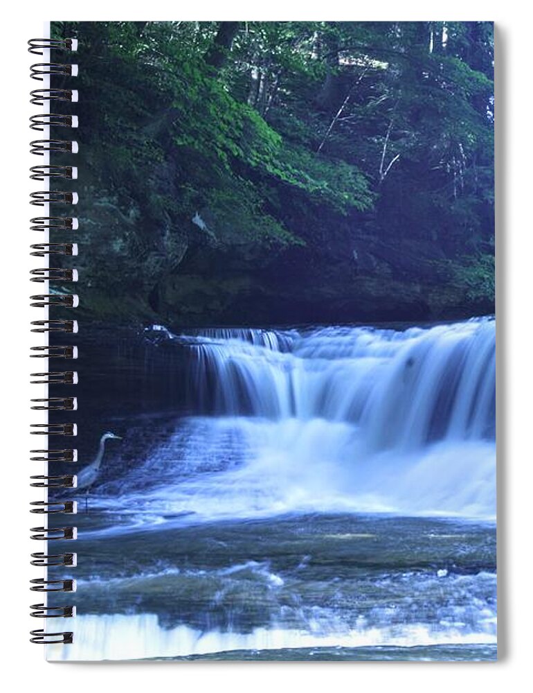  Spiral Notebook featuring the photograph South Chagrin w Crane by Brad Nellis