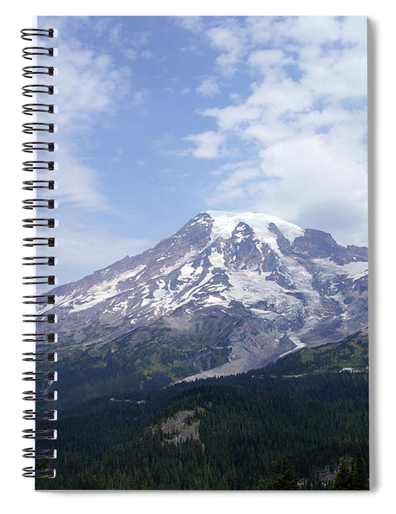Mrnp Spiral Notebook featuring the photograph South face and glaciers of Mt. Rainier #1 by Steve Estvanik