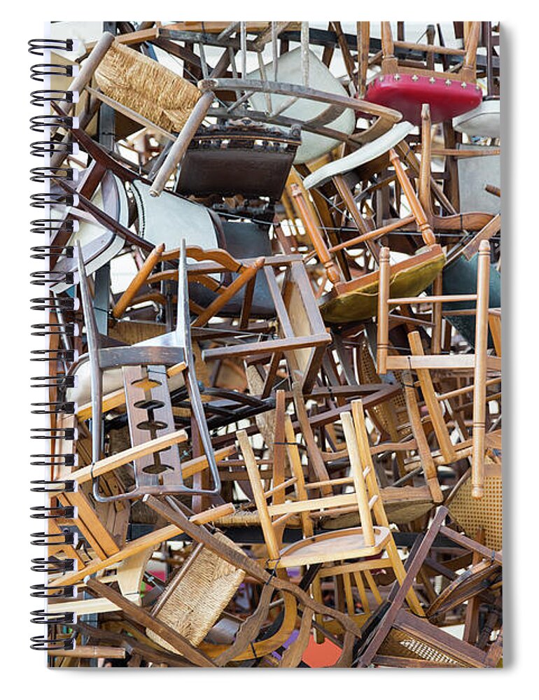 Abandoned Spiral Notebook featuring the photograph Stack Of Chairs by Maria Kray