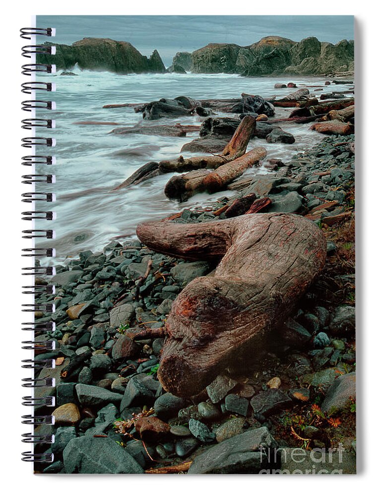 Dave Welling Spiral Notebook featuring the photograph Storm Surf Bandon Beach Oregon by Dave Welling