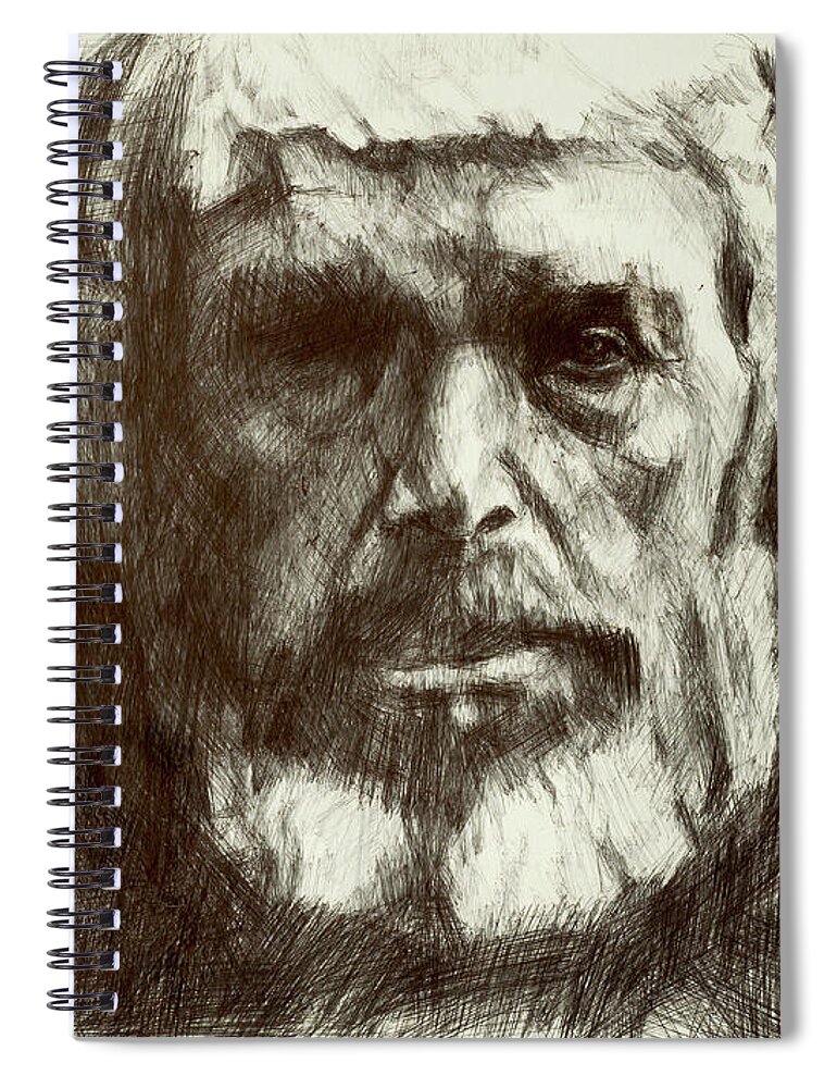 #juliamargaretcameron Spiral Notebook featuring the drawing Study of a Portrait 28 #1 by Veronica Huacuja