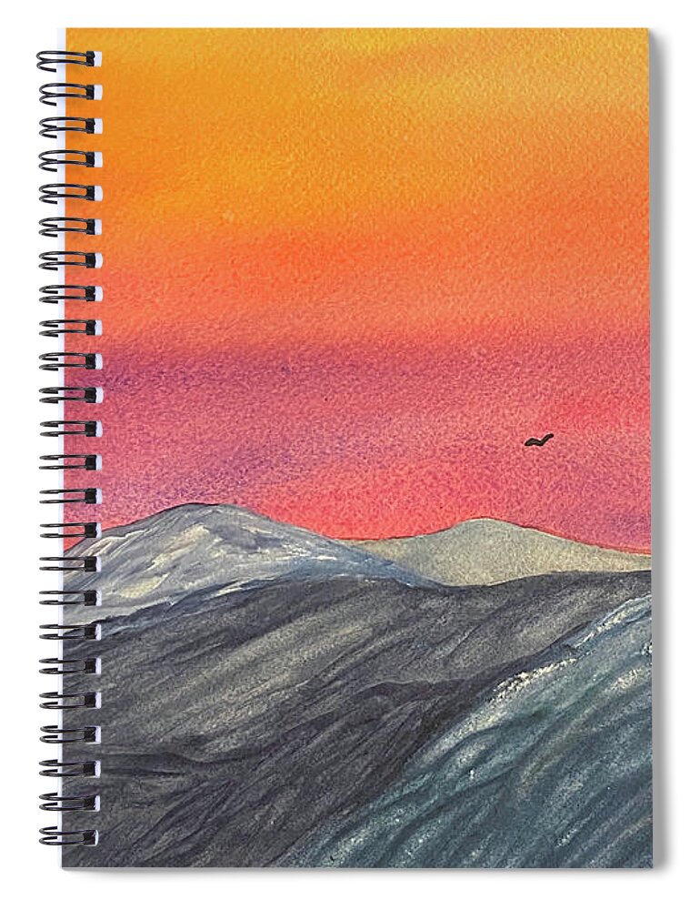 Sunset Spiral Notebook featuring the painting Sunset Mountains #1 by Lisa Neuman