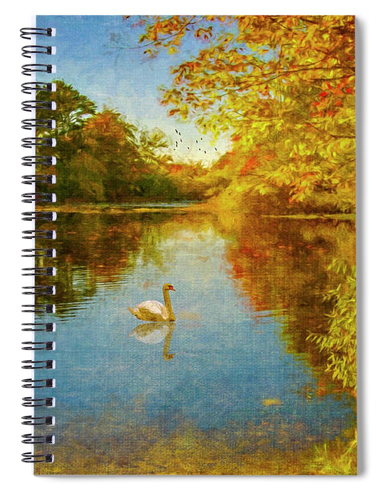 Landscape Spiral Notebook featuring the photograph Swan in Autumn #1 by Cathy Kovarik