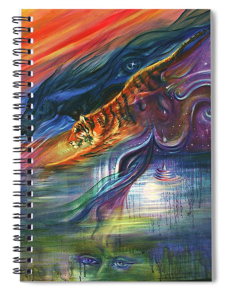Masks Spiral Notebook featuring the mixed media Tears of the Tiger #1 by Sofanya White