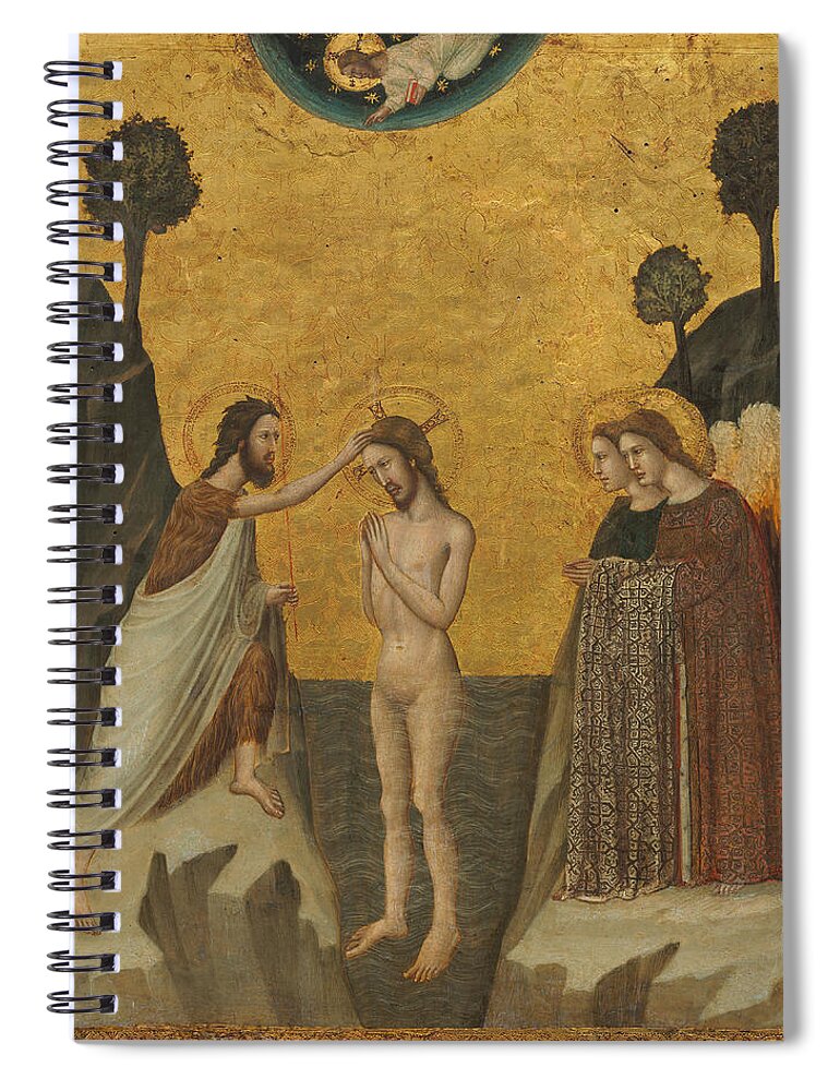 Giovanni Baronzio Spiral Notebook featuring the painting The Baptism of Christ #2 by Giovanni Baronzio