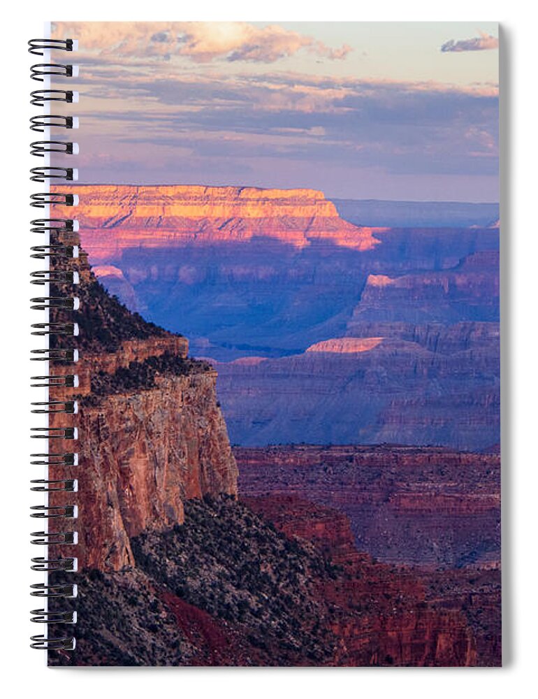 Grand Canyon National Park Spiral Notebook featuring the photograph The Grand Canyon at Sunset. by L Bosco
