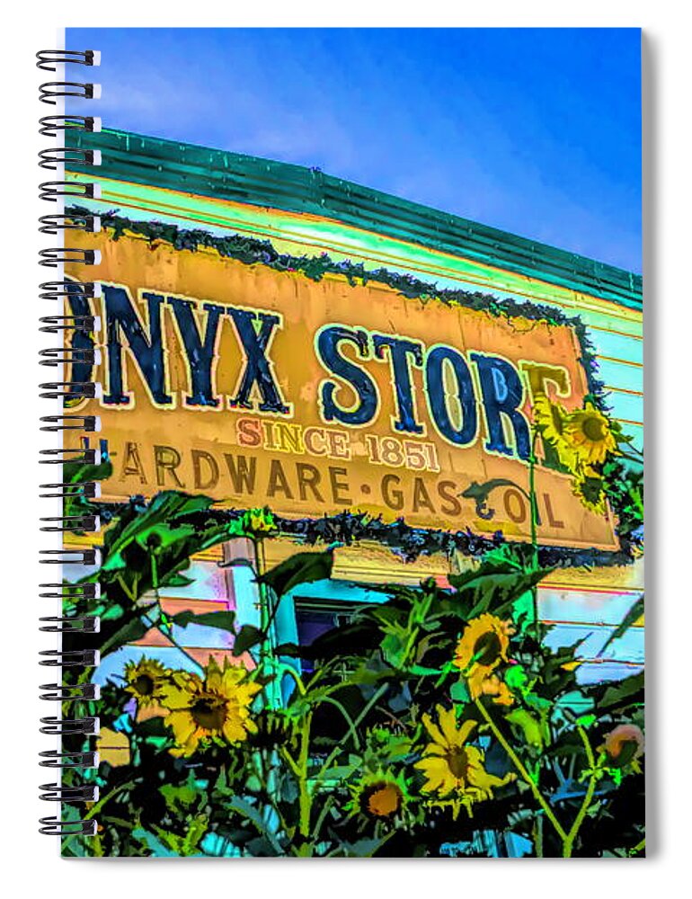 Barbara Snyder Spiral Notebook featuring the photograph The Onyx Store Sunflowers #1 by Barbara Snyder