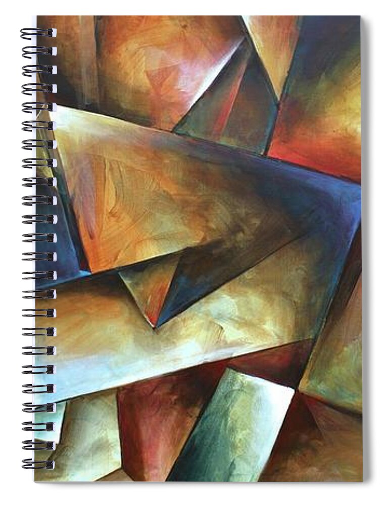 Abstract Spiral Notebook featuring the painting The Wall by Michael Lang