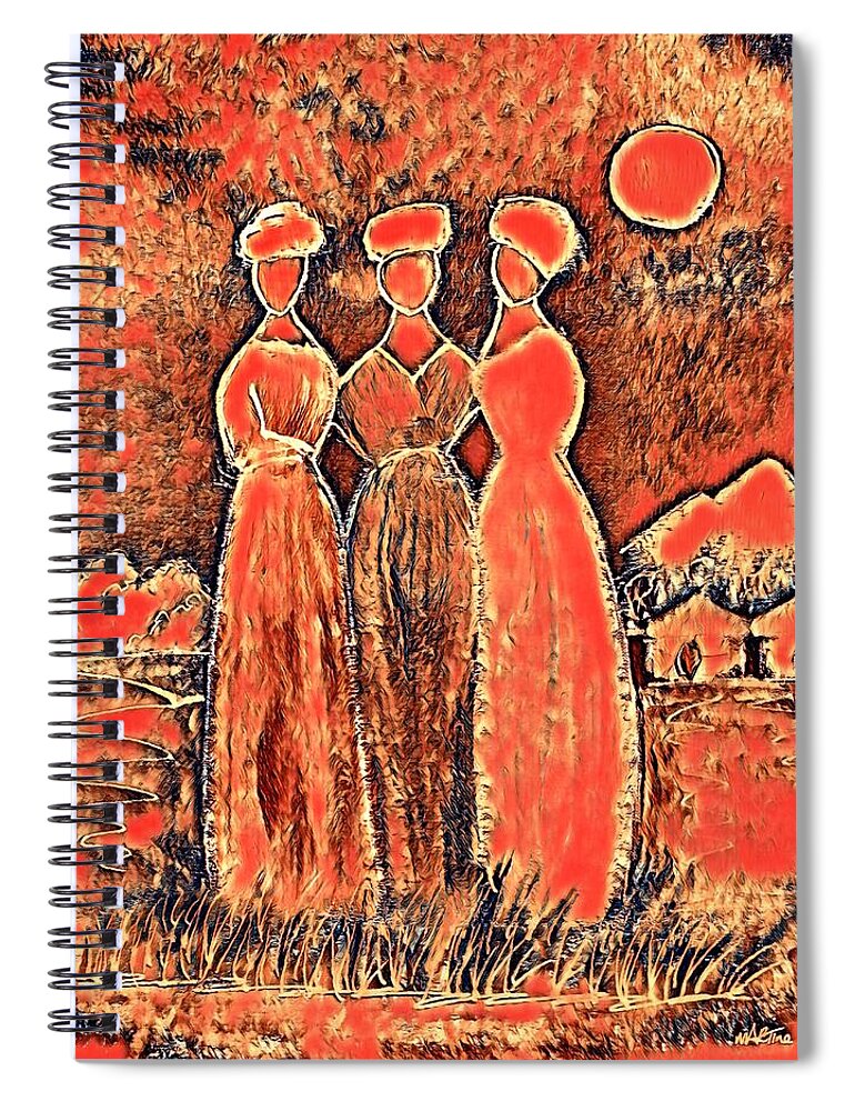Sisters Spiral Notebook featuring the digital art Three Sisters #2 by Martine Murphy
