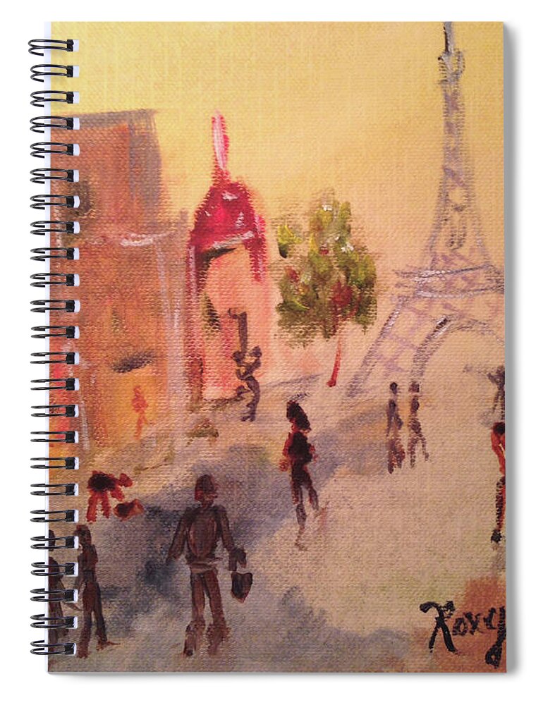 Paris Spiral Notebook featuring the painting Tourists #1 by Roxy Rich