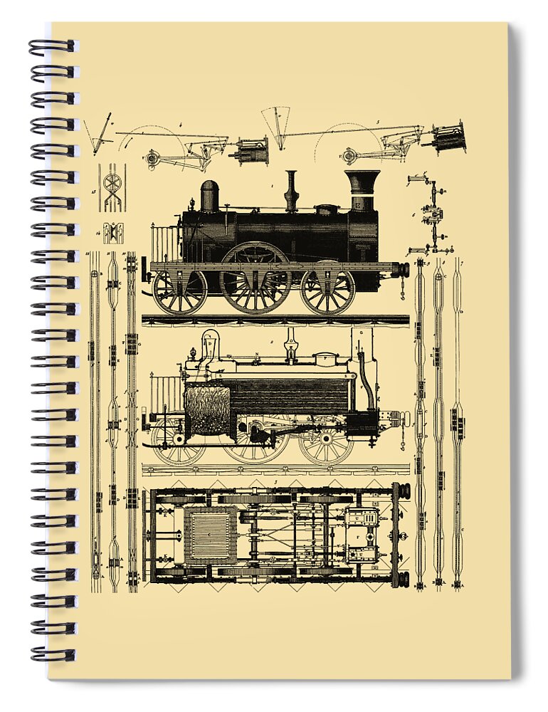 Train Spiral Notebook featuring the digital art Train Diagram #1 by Madame Memento