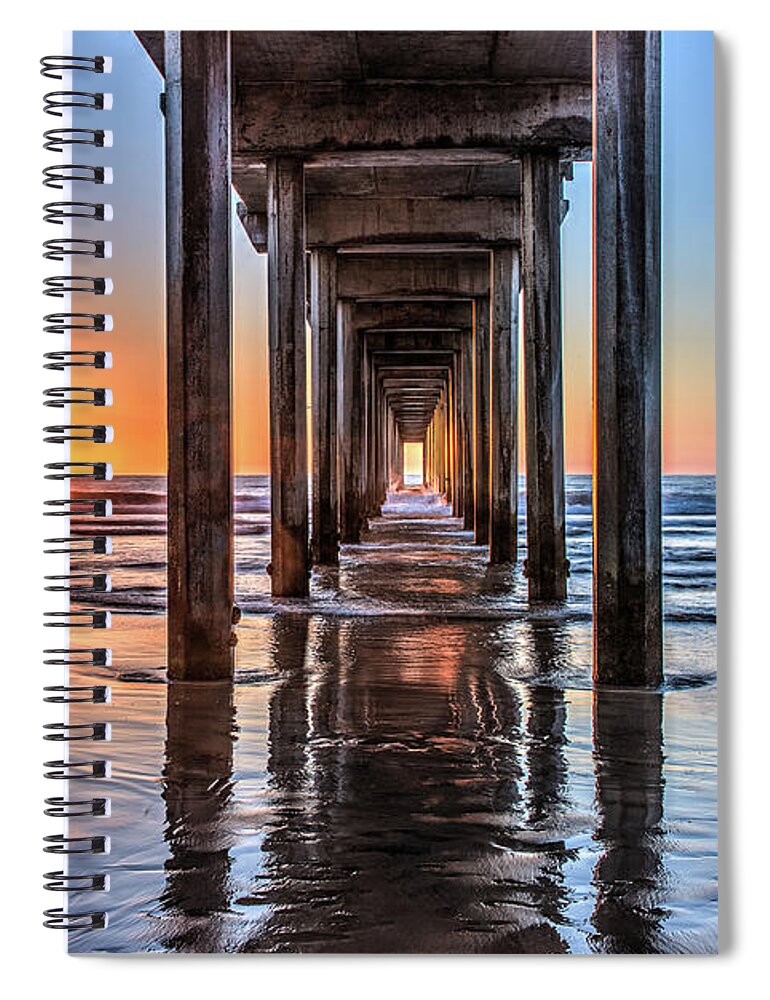 Beach Spiral Notebook featuring the photograph Under Scripps Pier at Sunset by David Levin