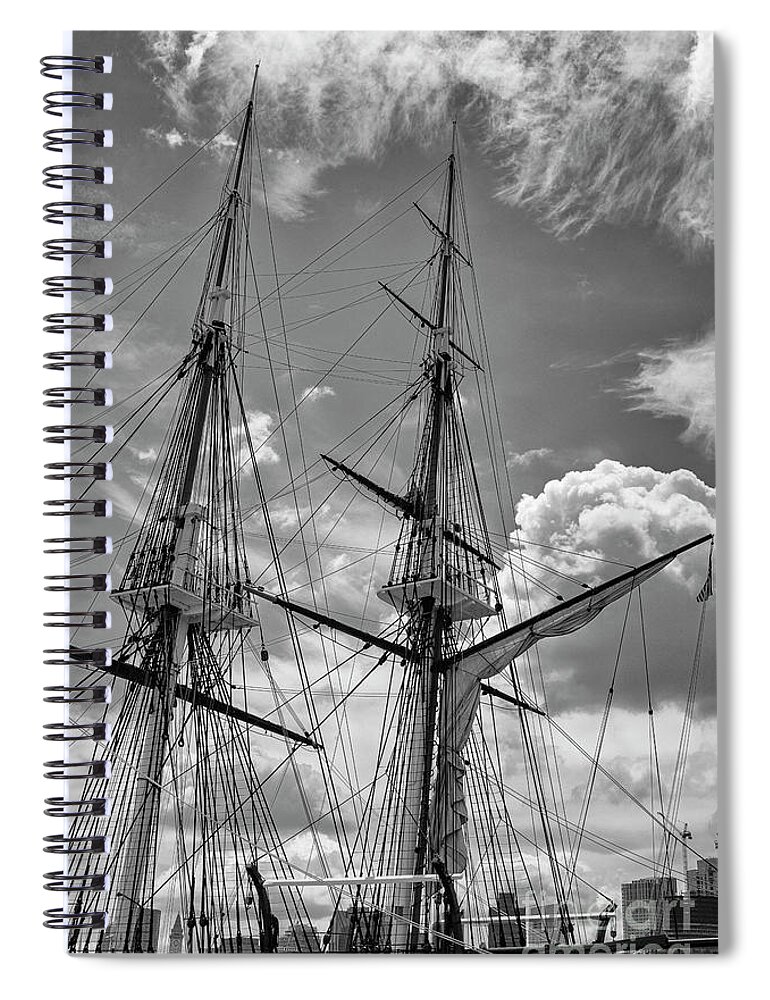 Charlestown Harbour Spiral Notebook featuring the photograph USS Constitution Masts 2 by Bob Phillips