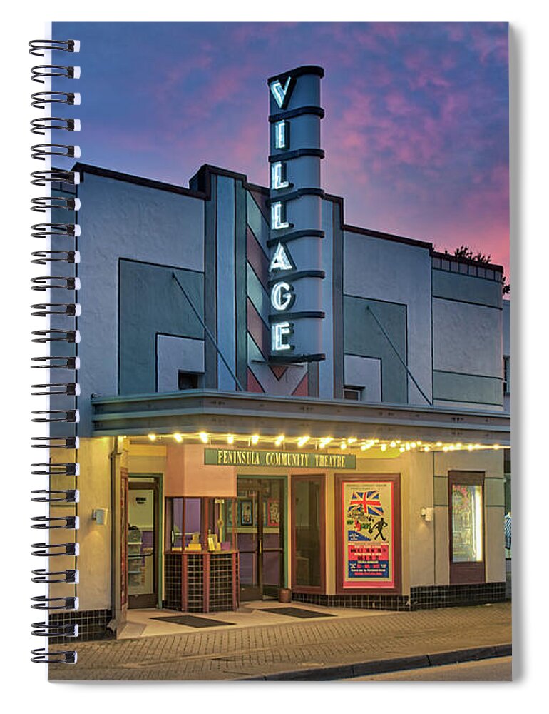 Hilton Village Spiral Notebook featuring the photograph Village Theater #1 by Jerry Gammon