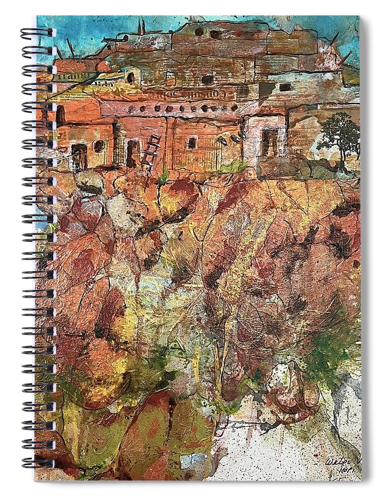 Walpi Village Spiral Notebook featuring the painting Walpi Village II by Elaine Elliott