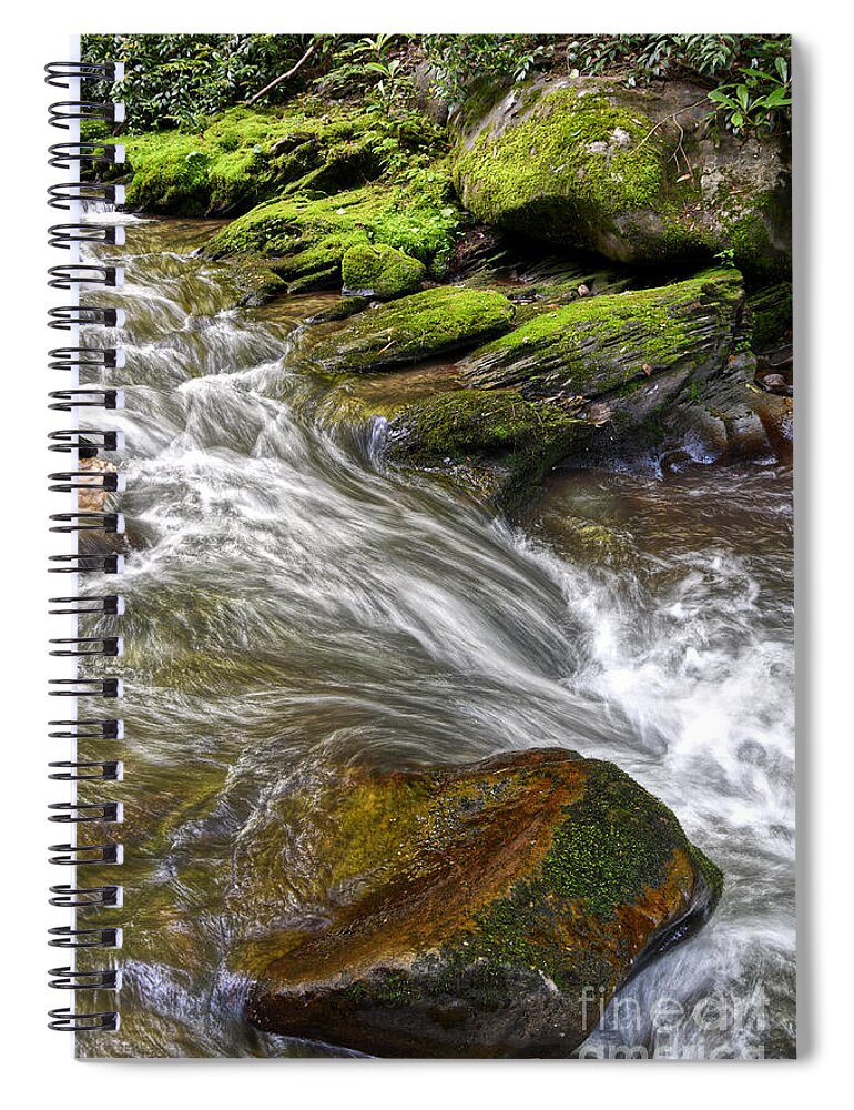 Waterfall Spiral Notebook featuring the photograph Water And Moss #1 by Phil Perkins