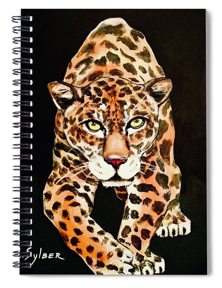 Cat Spiral Notebook featuring the painting Wild cat #1 by Lana Sylber