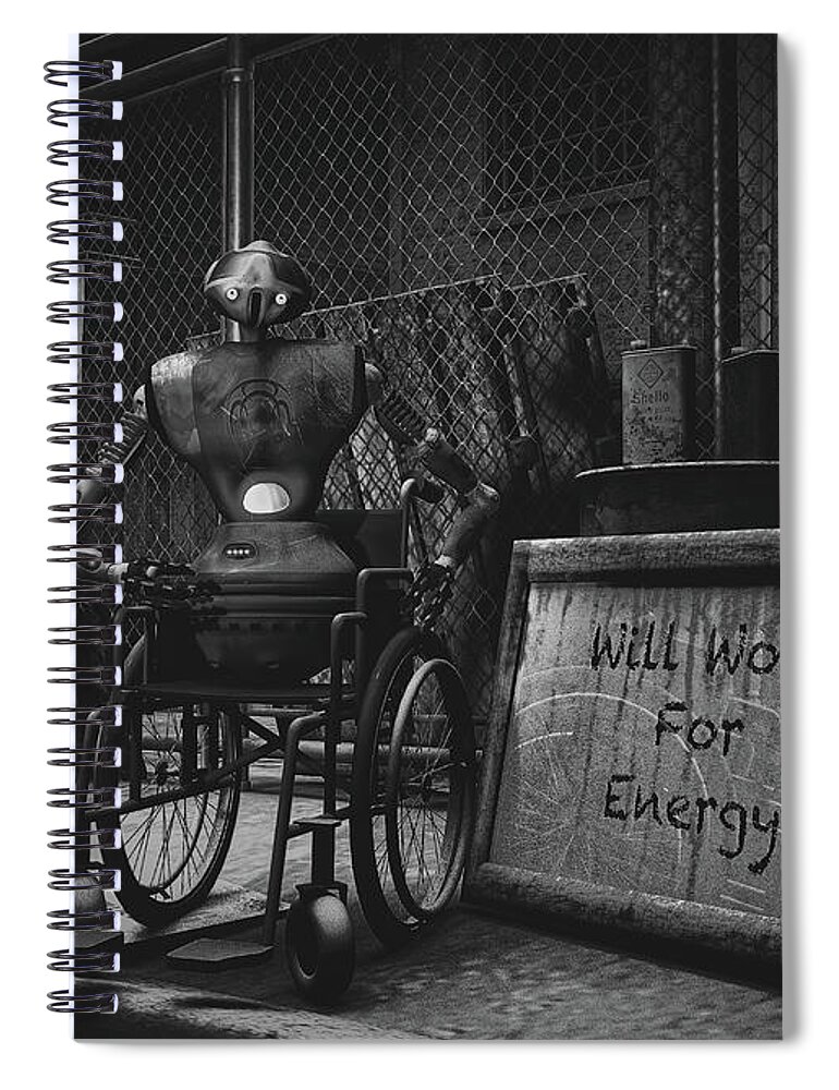 Robot Spiral Notebook featuring the photograph Will Work For Energy #2 by Bob Orsillo