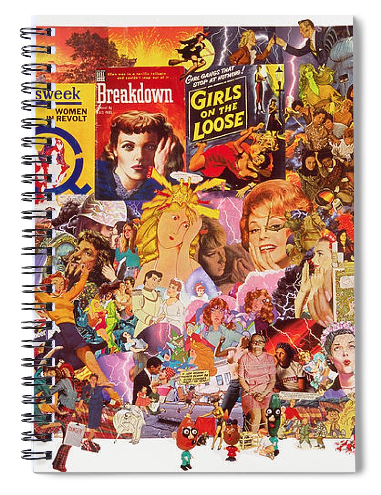 Women Spiral Notebook featuring the mixed media Womens Lib- A Storms Approaching by Sally Edelstein