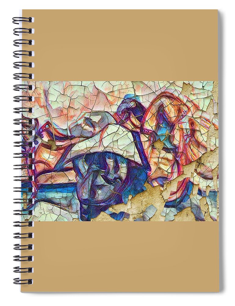  Spiral Notebook featuring the mixed media Workin' shoes #1 by Angie ONeal