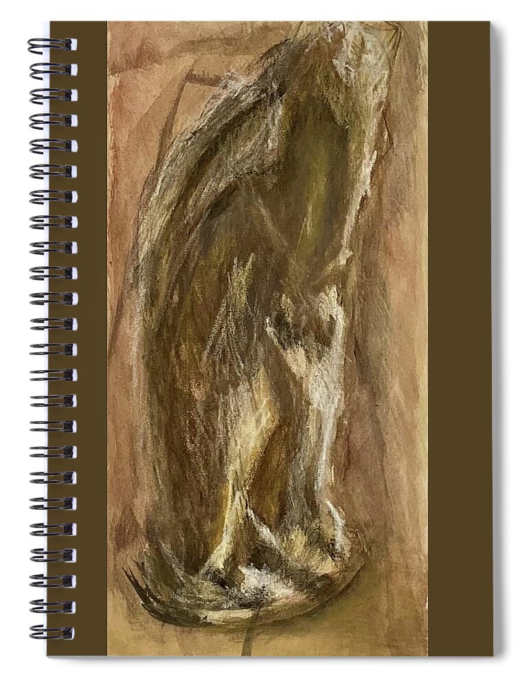 Oil Pastel Spiral Notebook featuring the painting Wrapped figure in brown #1 by David Euler