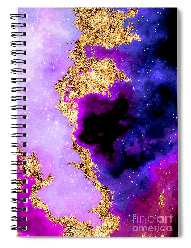 Holyrockarts Spiral Notebook featuring the mixed media 100 Starry Nebulas in Space Abstract Digital Painting 007 by Holy Rock Design
