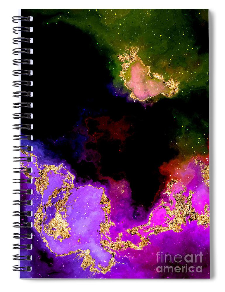 Holyrockarts Spiral Notebook featuring the mixed media 100 Starry Nebulas in Space Abstract Digital Painting 022 by Holy Rock Design