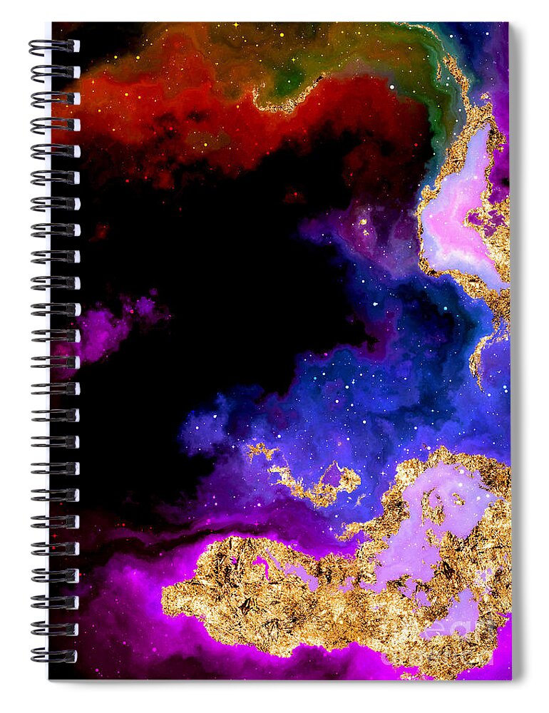 Holyrockarts Spiral Notebook featuring the mixed media 100 Starry Nebulas in Space Abstract Digital Painting 024 by Holy Rock Design