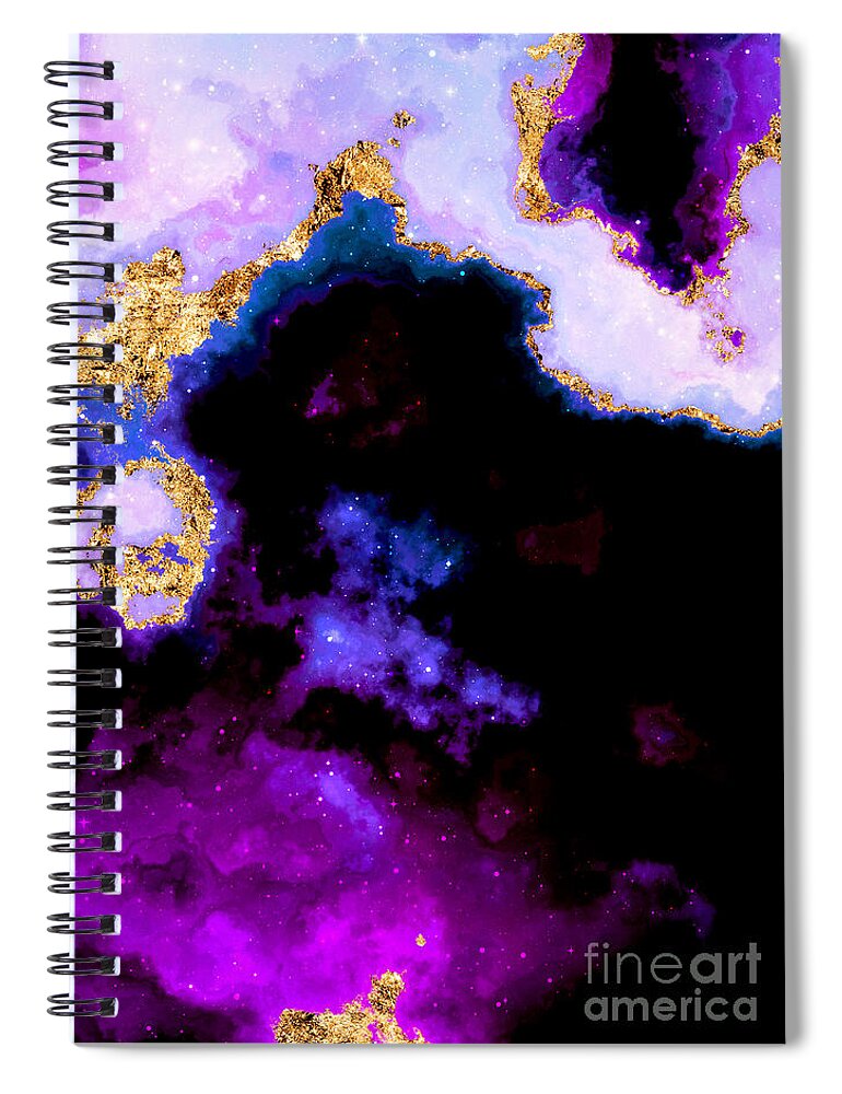 Holyrockarts Spiral Notebook featuring the mixed media 100 Starry Nebulas in Space Abstract Digital Painting 036 by Holy Rock Design