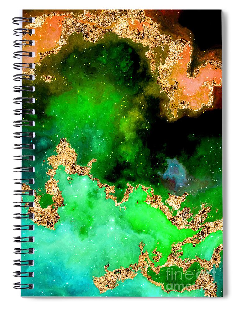 Holyrockarts Spiral Notebook featuring the mixed media 100 Starry Nebulas in Space Abstract Digital Painting 061 by Holy Rock Design