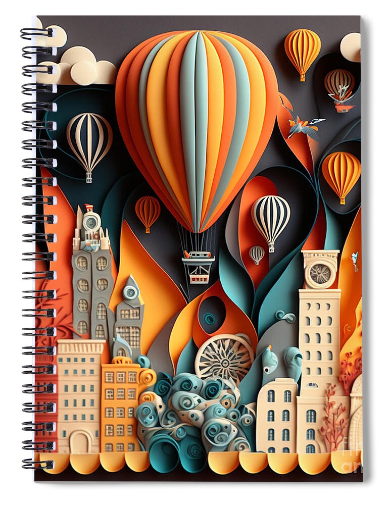 Balloon Races Spiral Notebook featuring the digital art Balloon Races #11 by Jay Schankman