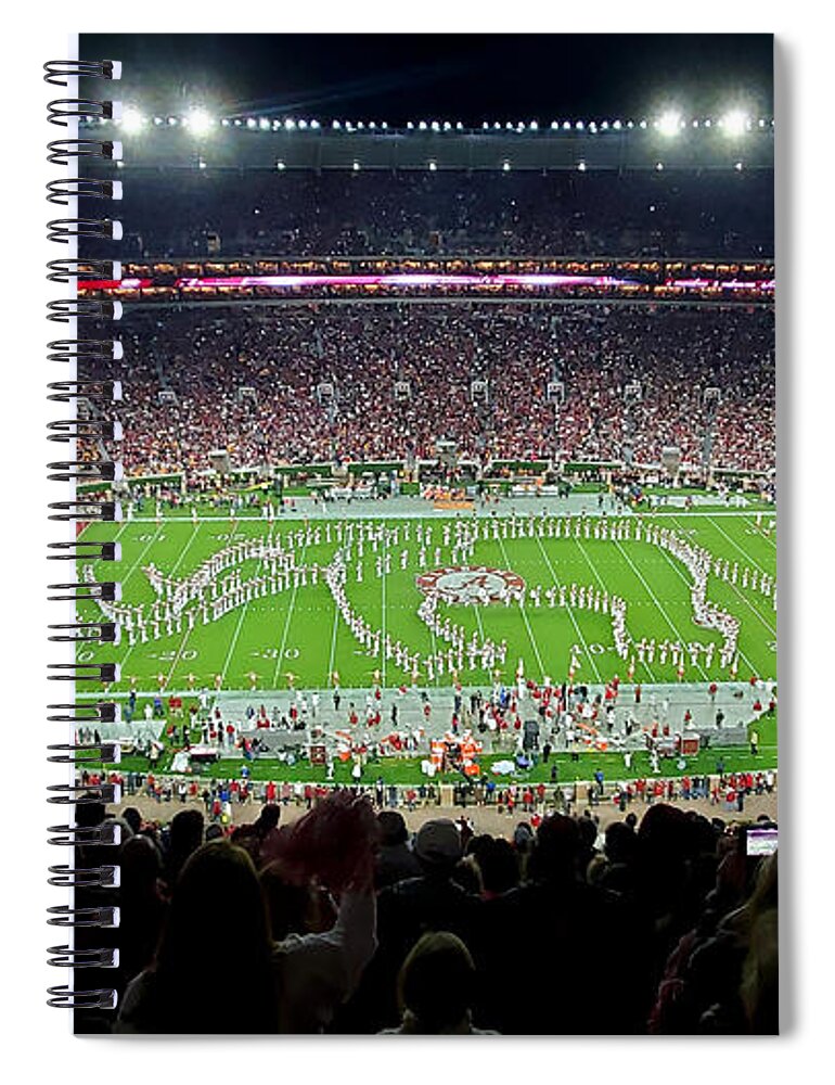 Gameday Spiral Notebook featuring the photograph Night Panorama Bryant-Denny Stadium #12 by Kenny Glover