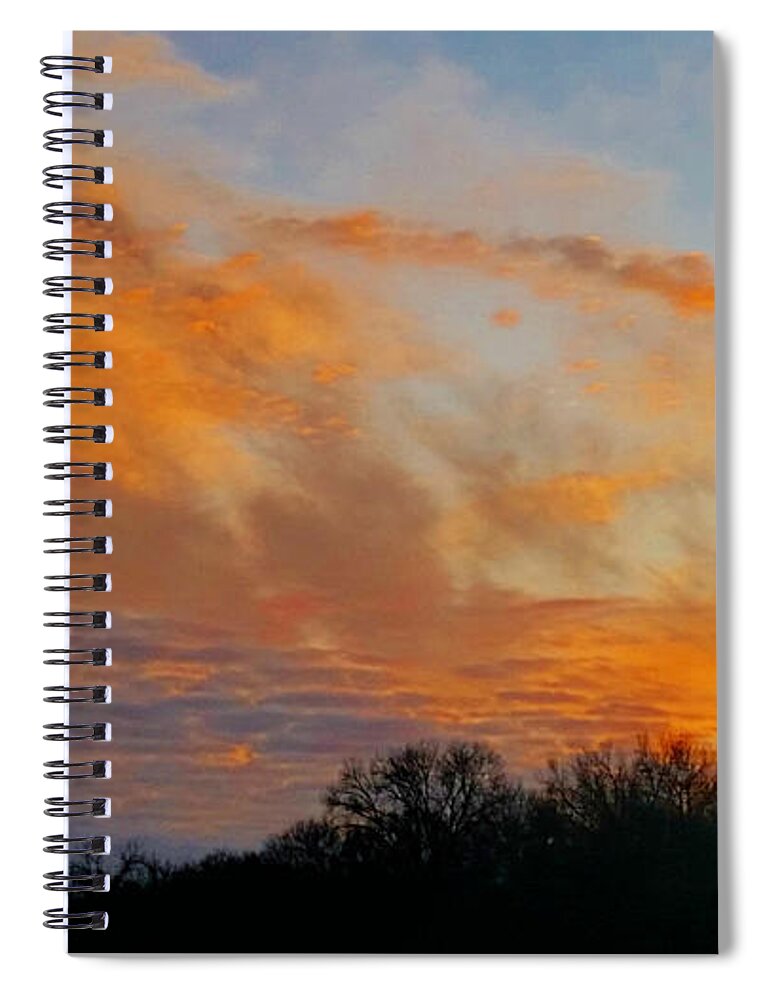 Nature Spiral Notebook featuring the mixed media 12/27/19 Sunset by Ally White