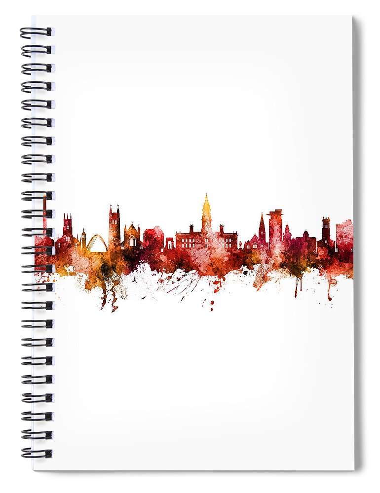 Bolton Spiral Notebook featuring the digital art Bolton England Skyline #12 by Michael Tompsett
