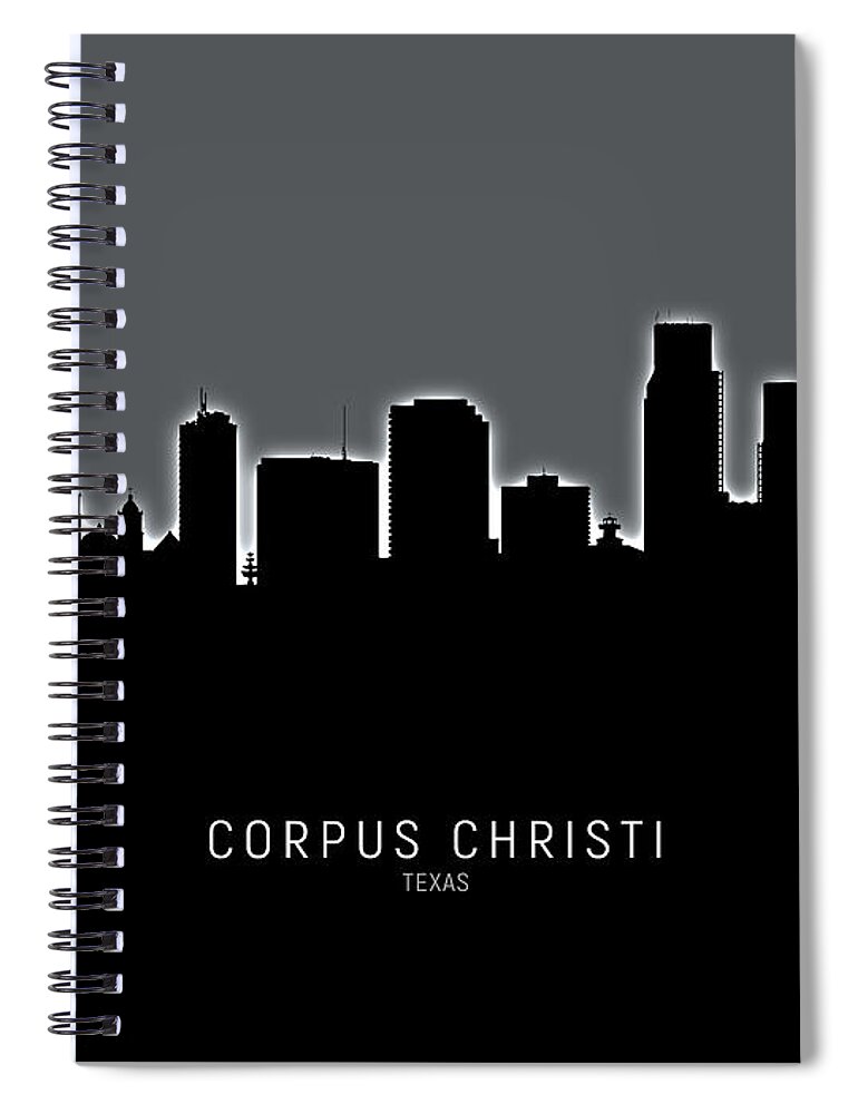 Corpus Christi Spiral Notebook featuring the digital art Corpus Christi Texas Skyline #12 by Michael Tompsett