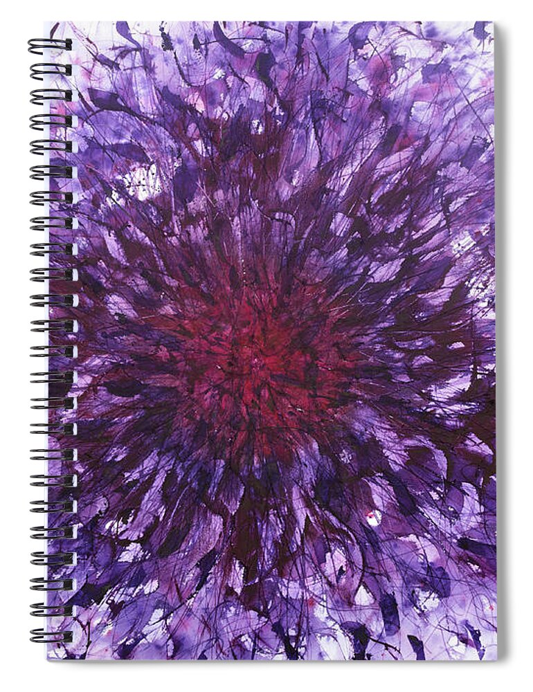  Spiral Notebook featuring the painting 'Blooming Fever Dream' by Petra Rau