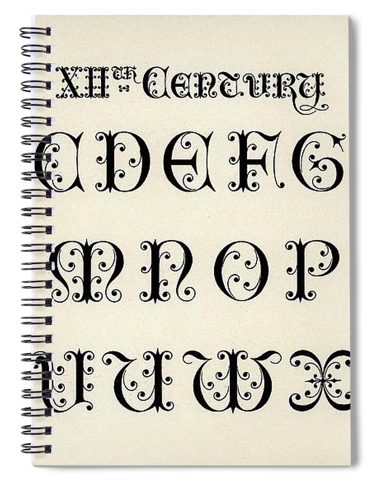 12th-century calligraphy fonts from Draughtsmans Alphabets by Hermann Esser  Spiral Notebook by Shop Ability - Fine Art America