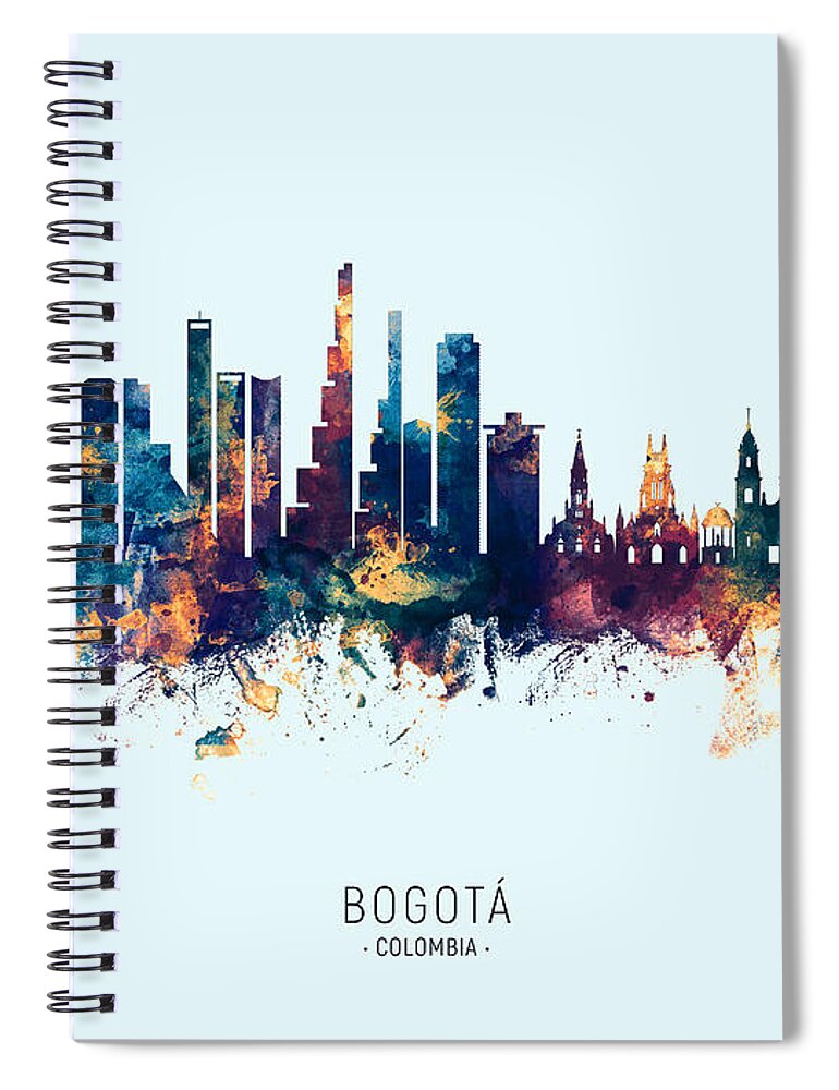Bogotá Spiral Notebook featuring the digital art Bogota Colombia Skyline #13 by Michael Tompsett