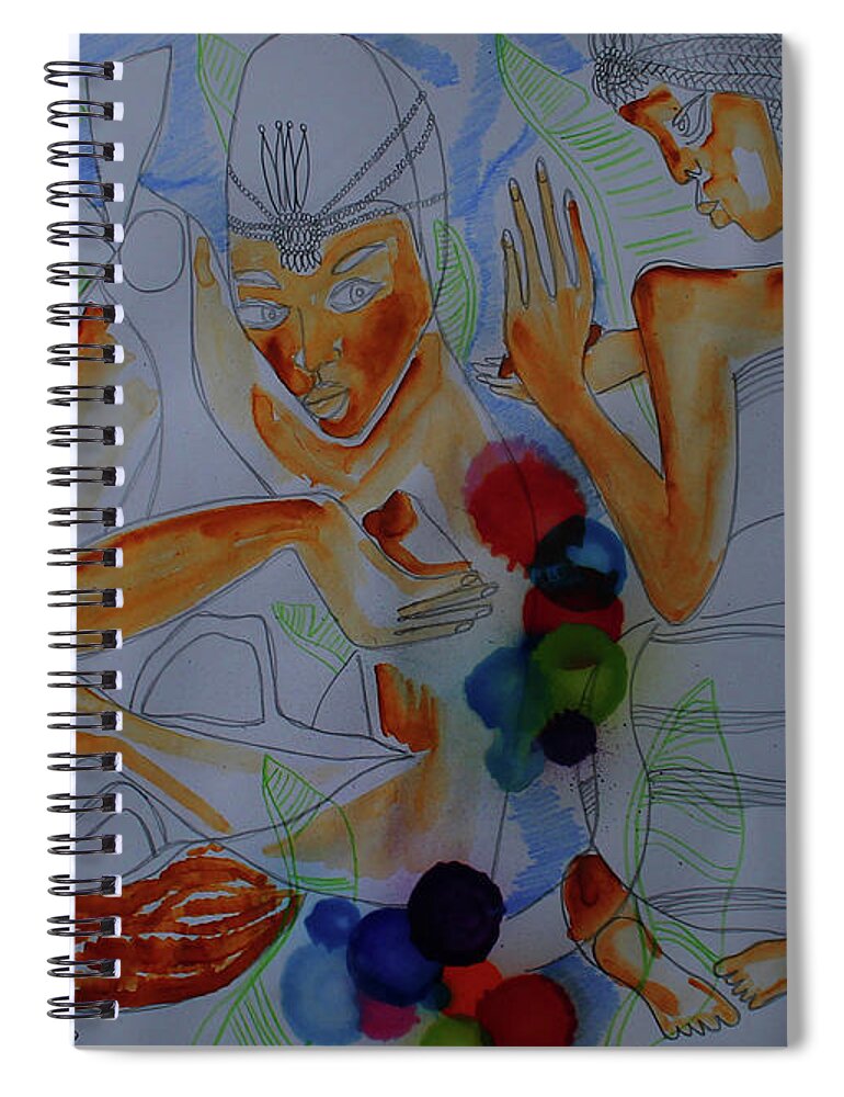 Jesus Spiral Notebook featuring the painting Kintu and Nambi Kintus Tasks #137 by Gloria Ssali