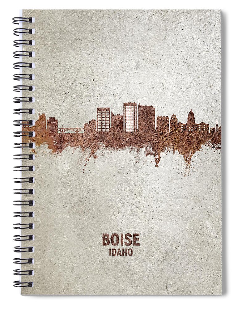 Boise Spiral Notebook featuring the digital art Boise Idaho Skyline #14 by Michael Tompsett