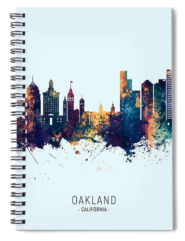 Oakland Spiral Notebook featuring the digital art Oakland California Skyline #15 by Michael Tompsett